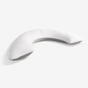 BedGear Body Pillow in a curved design, showcasing soft, textured white fabric, featured on Healthy ZZZ's product page for sleep solutions at $149.99.