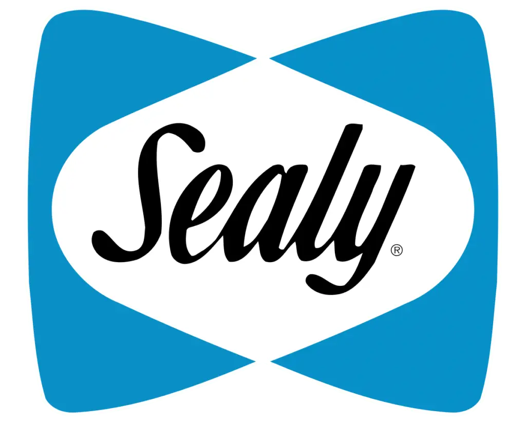 Sealy logo featuring the brand name in a stylized font within a blue and white design, representing Healthy ZZZ's sleep products.