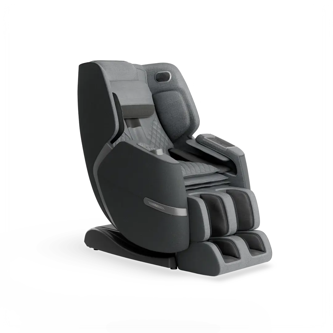 Positive Posture Solara 11 Positive Posture Solara massage chair in pewter, featuring ergonomic design, plush upholstery, and integrated foot rollers, ideal for therapeutic relaxation in modern homes.