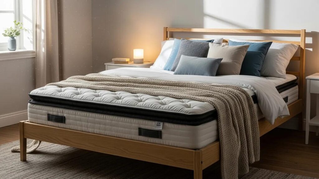 Cozy Bedroom With An Innerspring Mattress Showcasing Comfort And Style 017A9717 8Ec7 4Cd3 9Cad B528173D5Feb