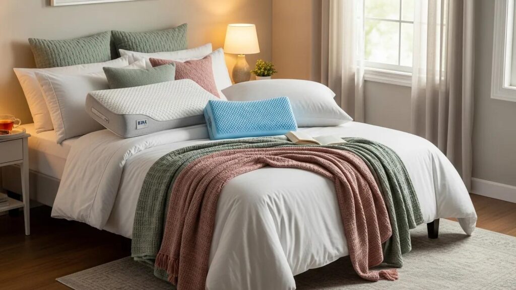 Variety Of Pillows On A Cozy Bed Representing The Best Pillow Options For Better Sleep 9E97640B 3273 46Cc B833 E7C7A2A7B189