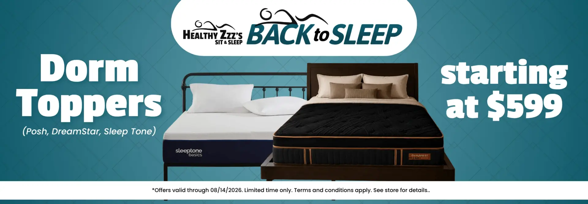 Desktop Back To Sleep 2026 Dorm Toppers